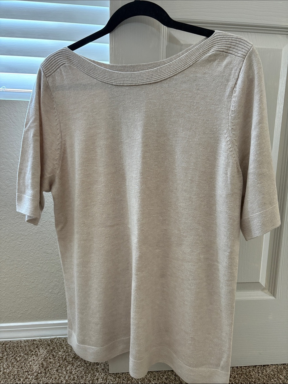 J. Jill Cream Scoop Neck Short-Sleeve Sweater